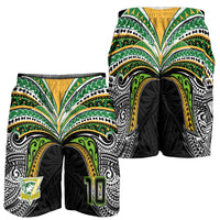 Custom Cook Islands Rugby League Shorts for Men Tatau Tribal Motifs-Black Color - Polynesian Pride