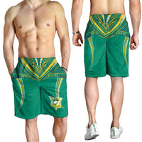 Custom Cook Islands Rugby Shorts for Men Tatau Art Sport Style Green Color