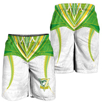 Custom Cook Islands Rugby Shorts for Men Tatau Art Sport Style White Color LT03 - Polynesian Pride