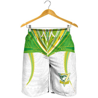 Custom Cook Islands Rugby Shorts for Men Tatau Art Sport Style White Color LT03 - Polynesian Pride