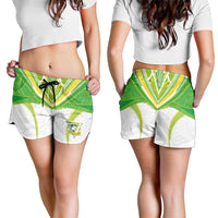 Custom Cook Islands Rugby Shorts for Women Tatau Art Sport Style White Color LT03 - Polynesian Pride