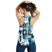 Custom Fijian Rugby Women Racerback Tank Grunge Palm Stylized LT01 - Polynesian Pride