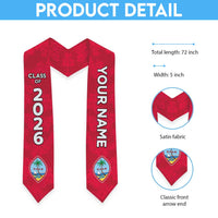 Custom Guam Graduation Stole Guaman Seal Red Floral Design LT05 - Polynesian Pride