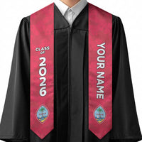 Custom Guam Graduation Stole Guaman Seal Red Floral Design LT05 - Polynesian Pride