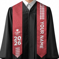 Custom Hawaii Graduation Stole Kakau Pattern Red Version LT05 - Polynesian Pride