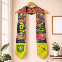 Custom Hawaii Graduation Stole Tropical Flowers LT05 One Size Black - Polynesian Pride