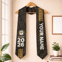 Custom Hawaii James Campbell High School Graduation Stole Kakau Pattern LT05 One Size Black - Polynesian Pride