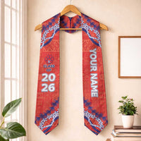 Custom Hawaii Keaau High School Graduation Stole Tapa Pattern With Leis LT05 One Size Red - Polynesian Pride