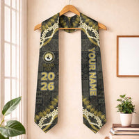 Custom Hawaii Kohala High School Graduation Stole Tapa Pattern With Leis LT05 One Size Gold - Polynesian Pride