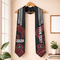 Custom Hawaii Lahainaluna High School Graduation Stole Class Of Year Polynesian Kakau Pattern LT14 One Size Black - Polynesian Pride
