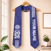 Custom Hawaii Moanalua High School Graduation Stole Kakau Pattern LT05 One Size Blue - Polynesian Pride
