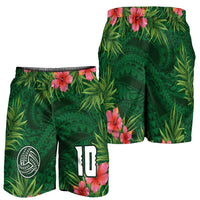 Custom Hawaii Volleyball Shorts for Men Kakau Abstract and Tropical Plants Green Color LT03 - Polynesian Pride