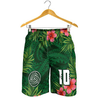 Custom Hawaii Volleyball Shorts for Men Kakau Abstract and Tropical Plants Green Color LT03 - Polynesian Pride