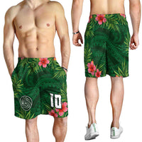 Custom Hawaii Volleyball Shorts for Men Kakau Abstract and Tropical Plants Green Color LT03 - Polynesian Pride
