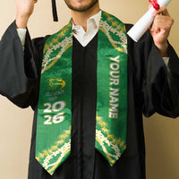 Custom Honokaa High And Intermediate School Graduation Stole Tapa Pattern With Leis LT05 - Polynesian Pride