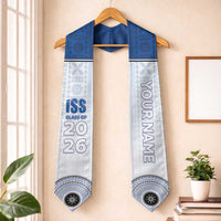 Custom International School Suva Graduation Stole With Fijian Tapa Pattern LT05 One Size Blue - Polynesian Pride