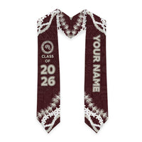 Custom Kau High And Pahala Elementary School Graduation Stole Tapa Pattern With Leis LT05 - Polynesian Pride
