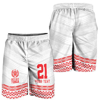 Custom Mate Ma'a Tonga Heritage Shorts for Men Pacific Tribal Rugby White Edition LT9 - Polynesian Pride