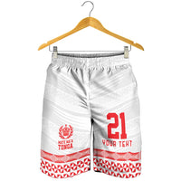 Custom Mate Ma'a Tonga Heritage Shorts for Men Pacific Tribal Rugby White Edition LT9 - Polynesian Pride