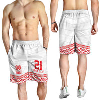 Custom Mate Ma'a Tonga Heritage Shorts for Men Pacific Tribal Rugby White Edition LT9 - Polynesian Pride
