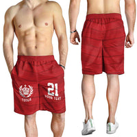 Custom Pacific Rugby Spirit Shorts for Men Tonga Ngatu Pride Red Edition LT9 - Polynesian Pride