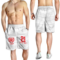 Custom Pacific Rugby Spirit Shorts for Men Tonga Ngatu Pride White Edition LT9 - Polynesian Pride