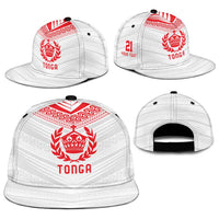Custom Pacific Rugby Spirit Snapback Cap Tonga Ngatu Pride White Edition - Polynesian Pride