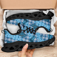 Cyan Palaka Hawaii Cowboy Clunky Sneakers Puakenikeni Lei Paniolo Papale Seamless Vibes - Polynesian Pride