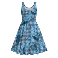 Cyan Palaka Hawaii Cowboy Midi Dress Puakenikeni Lei Paniolo Papale Seamless Vibes - Polynesian Pride