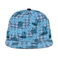 Cyan Palaka Hawaii Cowboy Snapback Cap Puakenikeni Lei Paniolo Papale Seamless Vibes - Polynesian Pride
