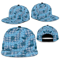Cyan Palaka Hawaii Cowboy Snapback Cap Puakenikeni Lei Paniolo Papale Seamless Vibes - Polynesian Pride