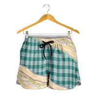 Cyan Palaka Hawaii Leis Elegant Vibes Shorts for Women LT14 - Polynesian Pride