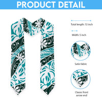 Cyan Tahiti Tiare Monstera Graduation Stole Polynesian Pattern Curve Style LT01 - Polynesian Pride