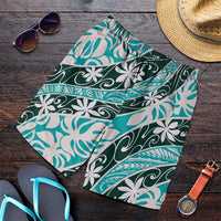 Cyan Tahiti Tiare Monstera Shorts for Men Polynesian Pattern Curve Style LT01 Cyan - Polynesian Pride