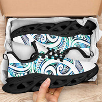 Cyan White New Zealand Puhoro Ta Moko Clunky Sneakers LT14 - Polynesian Pride