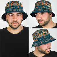 Dark Cyan Blue Batik Papua-inspired Pattern Bucket Hat - Polynesian Pride