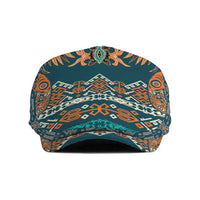 Dark Cyan Blue Batik Papua-inspired Pattern Jeff Hat - Polynesian Pride