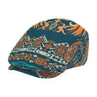 Dark Cyan Blue Batik Papua-inspired Pattern Jeff Hat - Polynesian Pride