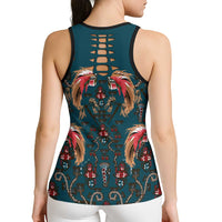 Dark Cyan Blue Bird of Batik Papua Hollow Tank Top Exotic Natural Wealth of Papua - Polynesian Pride