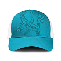Dark Cyan Gradient Polynesia Baseball Net Cap Hawaiian Tribal Hammerhead Shark Tattoo LT14 One Size White Dark Cyan - Polynesian Pride