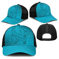Dark Cyan Gradient Polynesia Baseball Net Cap Hawaiian Tribal Hammerhead Shark Tattoo LT14 - Polynesian Pride