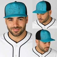 Dark Cyan Gradient Polynesia Baseball Net Cap Hawaiian Tribal Hammerhead Shark Tattoo LT14 - Polynesian Pride