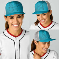 Dark Cyan Gradient Polynesia Baseball Net Cap Hawaiian Tribal Hammerhead Shark Tattoo LT14 - Polynesian Pride