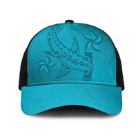 Dark Cyan Gradient Polynesia Mesh Trucker Cap Hawaiian Tribal Hammerhead Shark Tattoo LT14 One Size Black Dark Cyan - Polynesian Pride