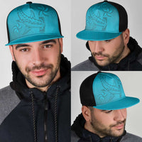 Dark Cyan Gradient Polynesia Mesh Trucker Cap Hawaiian Tribal Hammerhead Shark Tattoo LT14 - Polynesian Pride