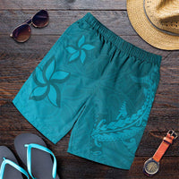 Dark Cyan Gradient Polynesia Shorts for Men Hawaiian Tribal Hammerhead Shark Tattoo LT14 Dark Cyan - Polynesian Pride