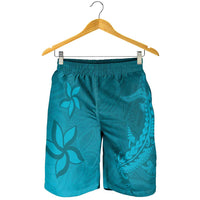 Dark Cyan Gradient Polynesia Shorts for Men Hawaiian Tribal Hammerhead Shark Tattoo LT14 - Polynesian Pride