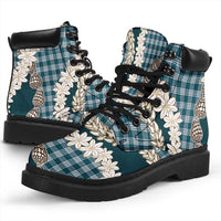 Dark Cyan Hawaii Tiare and Shell Lei All Season Boots Hawaiian Palaka Luxury Vibes - Polynesian Pride