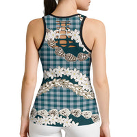 Dark Cyan Hawaii Tiare and Shell Lei Hollow Tank Top Hawaiian Palaka Luxury Vibes LT14 - Polynesian Pride