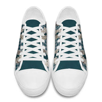 Dark Cyan Hawaii Tiare and Shell Lei Low Top Shoes Hawaiian Palaka Luxury Vibes - Polynesian Pride